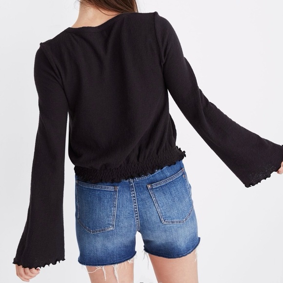 Madewell Texture & Thread Smocked Bell-Sleeve Top - Picture 3 of 9